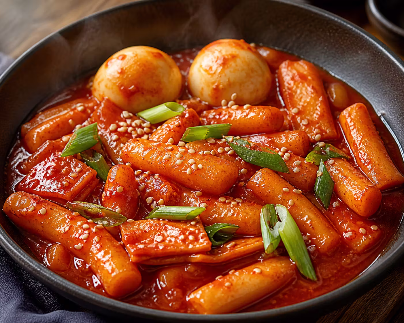 Tteokbokki – Koreanische Reiskuchen in scharfer Sauce