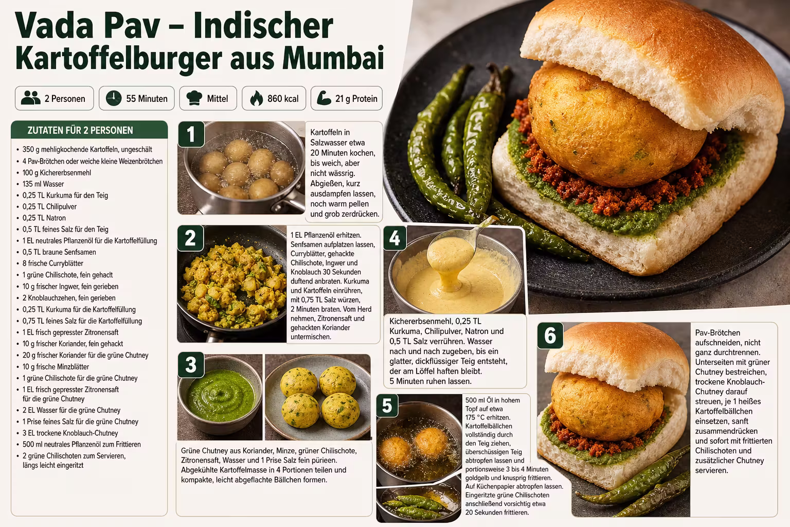 Rezept: Vada Pav – Indischer Kartoffelburger aus Mumbai