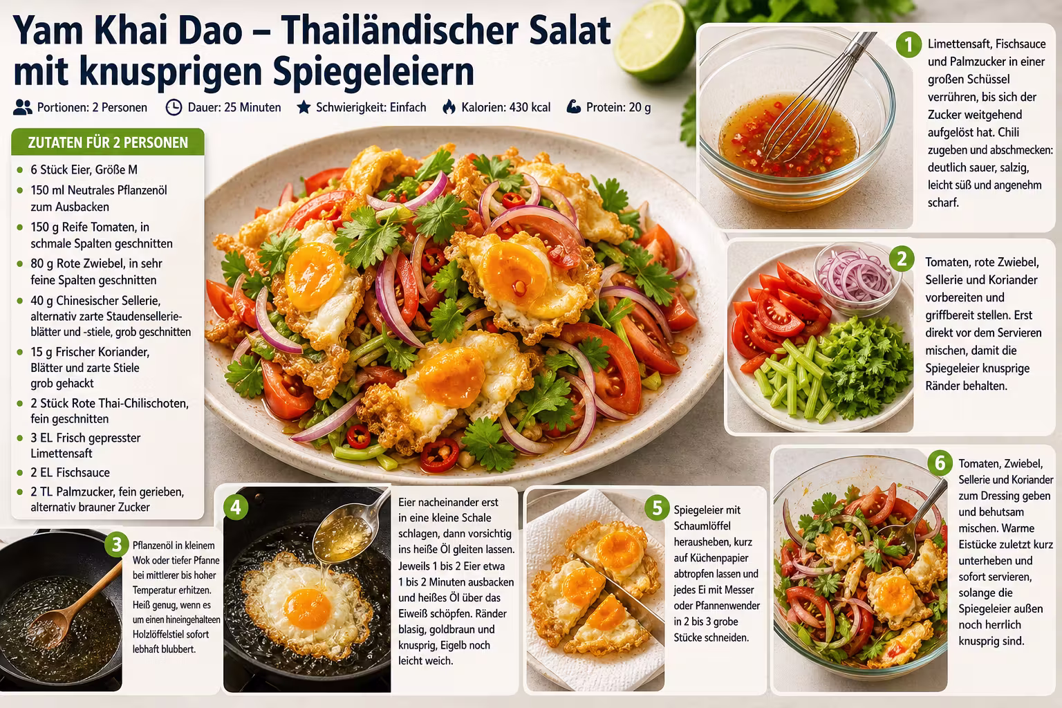 Rezept: Yam Khai Dao – Thailändischer Salat mit knusprigen Spiegeleiern