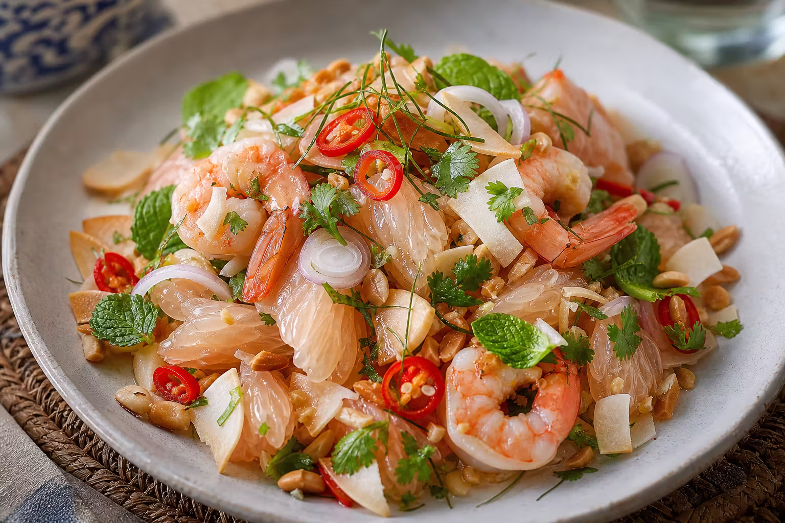 Yam Som-O – Thailändischer Pomelosalat mit Garnelen