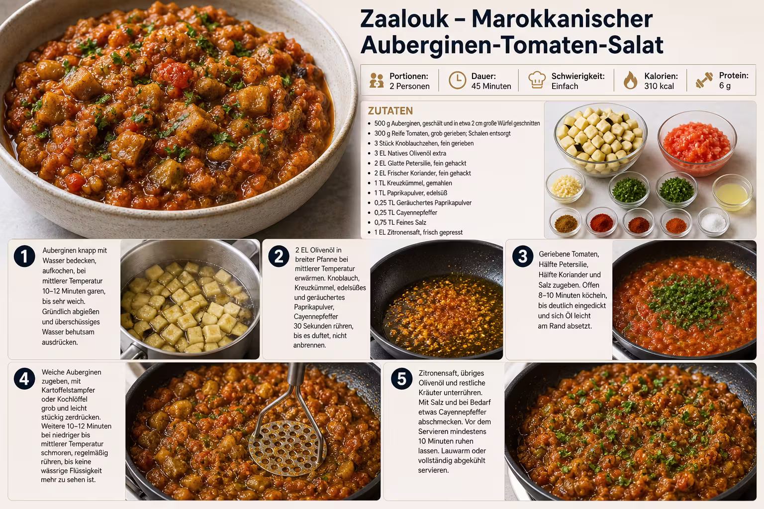 Rezept: Zaalouk – Marokkanischer Auberginen-Tomaten-Salat